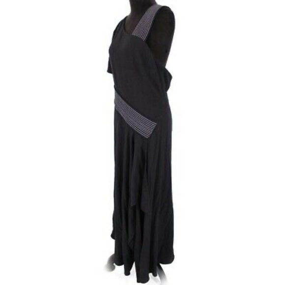 NWT Carolina Herrera Layered Ruffle Black Midi Dress - Picture 3 of 8
